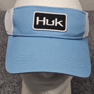 Huk‎ Visor Blue Gray Patch Logo Fishing Outdoor Performance Sun Gear Athleisure
